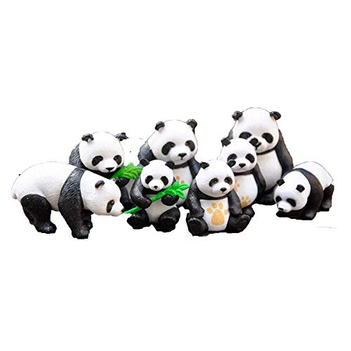 æ— 8 figuras de panda miniatura de PVC, bonsái en miniatura, para decoración de paisajes, panda para niños, patio, balcón, césped, etc.