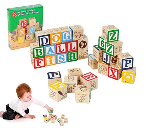98304 Playset educativo de cubos de madera con animales letras y números 3x3 cm