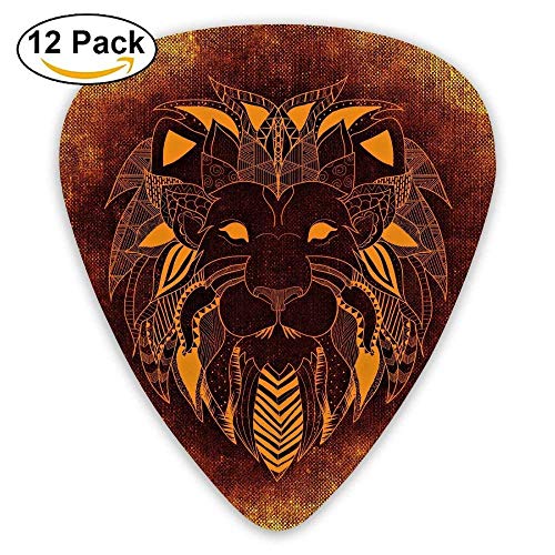 Abstract Lion Guitar Picks 12 Pack Set Celluloid Medium Paddles Plectrums 0.46mm/0.71mm/0.96mm Instruments Bass For Guitarist Players