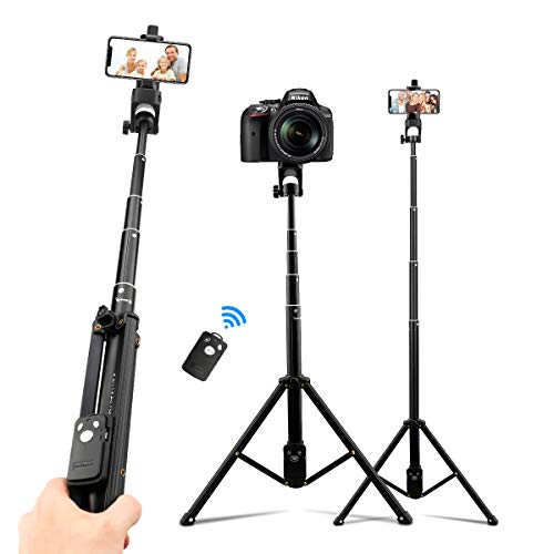 AFAITH Palo Selfie Trípode para Cámara Deportiva Teléfono 3 en 1,54 Pulgadas Monopod Extensible con Control Remoto Bluetooth para GoPro Hero 9/8/7/6 Black Nikon Canon iPhone Samsung Huawei