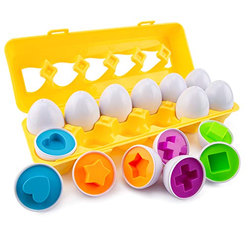 AIEX 12 Piezas Huevos a Juego Juguete Educativo de Aprendizaje de Habilidades de Color y Reconocimiento Juguetes Educativos para Niños Pequeños Regalos para Niños de 2 Años en Adelante