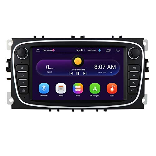 Android 10 OS 7 Pulgadas 2 DIN Car Radio Moniceiver GPS Navegación Bluetooth para Ford C-MAX/Connect/Fiesta/Focus/Fusion/Galaxy/Kuga S-MAX/Transit/Mondeo (Negro)