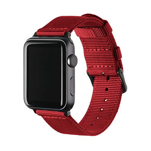 Archer Watch Straps | Repuesto de Correa de Reloj de Nailon para Apple Watch, Hombre y Mujer | Rojo/Negro, 42/44mm