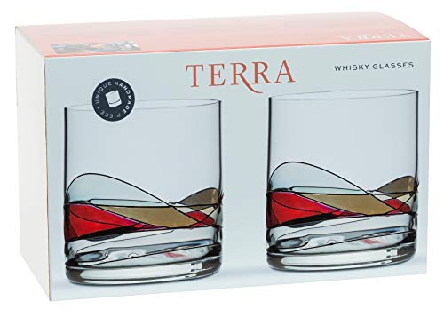 ART ESCUDELLERS 2 Vasos de Whisky de Cristal Artesanales y Pintados a Mano por Artistas Europeos - Colección Terra
