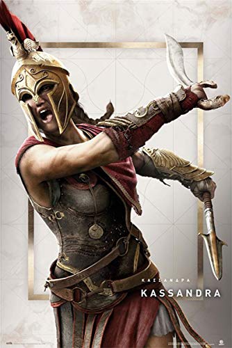 Assassin's Creed Póster Odyssey - Kassandra (61cm x 91,5cm) + 2 Marcos Negros para póster con suspención