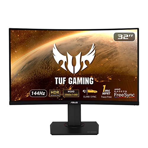 Asus VG32VQ TUF Gaming - Monitor curvo Gaming de 32" WQHD (2560x1440, 144 Hz, 1 ms, 16:9, 3000:1, IPS, 1800R, ELMB SYNC, Adaptive-Sync, HDR10, MPRT, DVI, HDMI, USB, DisplayPort) Negro