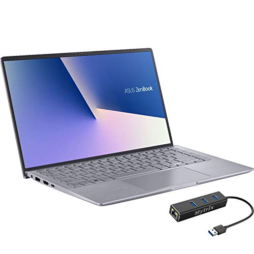 ASUS ZenBook 14" IPS FHD Laptop, AMD Ryzen 4500U 6-Core up to 4.0 GHz, NVIDIA GeForce MX350 Graphics, 8GB RAM, 256GB SSD, Backlit KB, USB-C, Mytrix Ethernet USB Hub, Win 10 QWERTY US Version