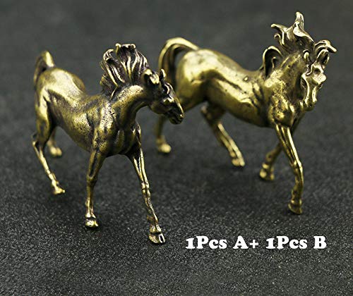 BENGKUI Mini Vintage Metal Latón Caballo Estatua Pocket Running Horse Escultura Oficina en el hogar Escuela Escritorio Ornamento Decorativo Juguete Regalo, 3