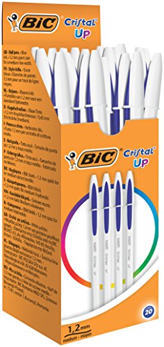 BIC Cristal Up bolígrafos punta media (1,2 mm) – Azul, Caja de 20 unidades