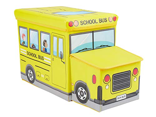Bieco 04000506 - Caja para juguetes con asiento (aprox. 55 x 26,5 x 31,5 cm), diseño de autobús escolar