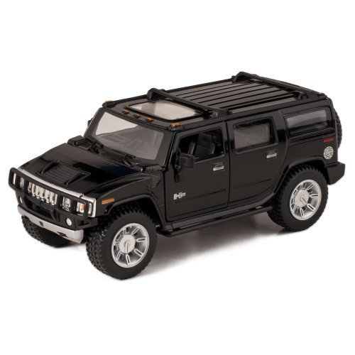 Black 2008 Hummer H2 SUV Die Cast Toy with Pull Back Action by Kinsmart