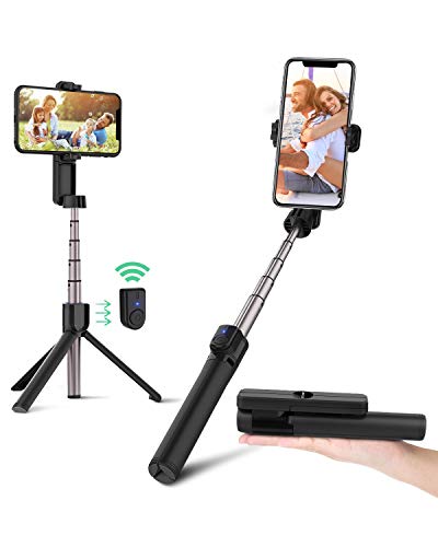 BlitzWolf Palo Selfie Trípode con Control Remoto Bluetooth, 86.4cm Selfie Stick Extensible para iPhone 11 Pro/11/XS MAX/X/8 Plus/8/7 Plus/7/6/5, Galaxy S10, Huawei y Más