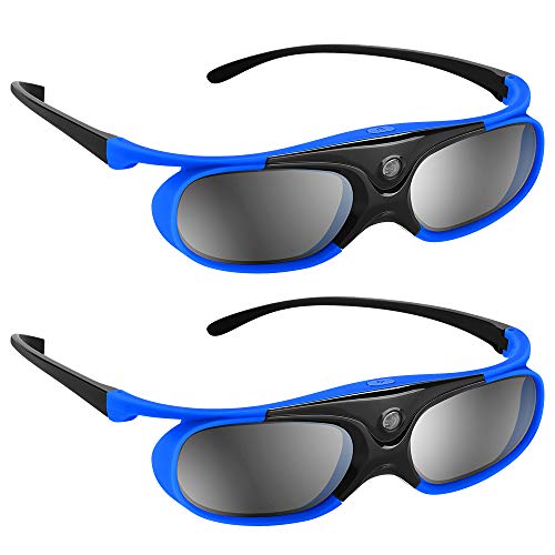 BOBLOV 3D Gafas Activas de Obturador, 96-144Hz 3D Gafas DLP-Link para DLP Proyector Optoma/BenQ/Sharp/Acer/Samsung/Mitsubishi/ViewSonic/LG ect (2 Pack-Azul)