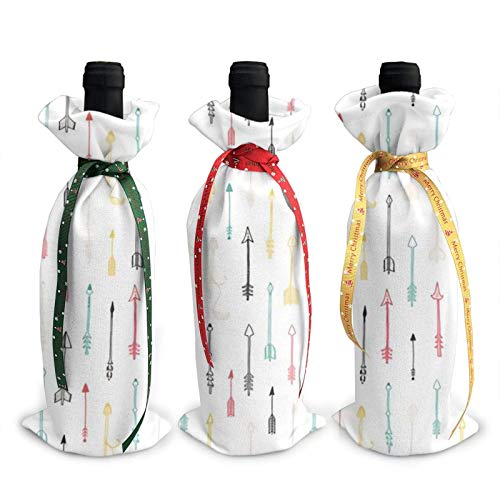 Bolsas para botellas de vino de 3 piezas, bolsa de asas navideña con patrón de flechas para bodas, regalos de fiesta, Navidad, vacaciones y suministros para fiestas de vino