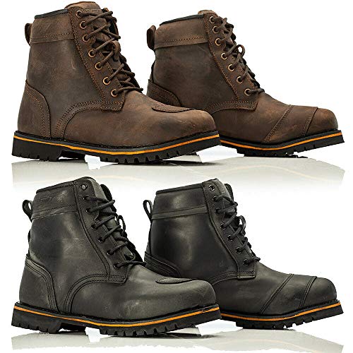 Botas de moto RST 2146 ROADSTER II de tobillo corto – motocicleta para hombre en bicicleta de montar en bicicleta CE aprobado impermeable cuero con cordones Casual botas de viaje, color, talla 42 EU