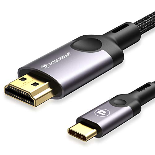 Cable USB C a HDMI 2M 4K@60Hz, POSUGEAR Tipo C Thunderbolt 3 a Cable HDMI Compatible con TV, móvil, Laptops, MacBook Pro/Air, iPad Pro, Surface Pro, DELL XPS, Samsung Galaxy, Huawei, etc. (2M)