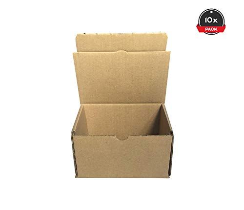 Cajeando | Pack de 10 Cajas de Cartón Automontables | Tamaño 17 x 12 x 10 cm | Para Envíos y Mudanzas | Color Marrón y Microcanal | Fabricadas en España