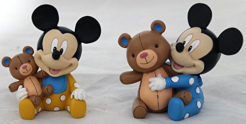 Cajita portapeladillas de resina Disney Baby Mickey con oso – 8 cm
