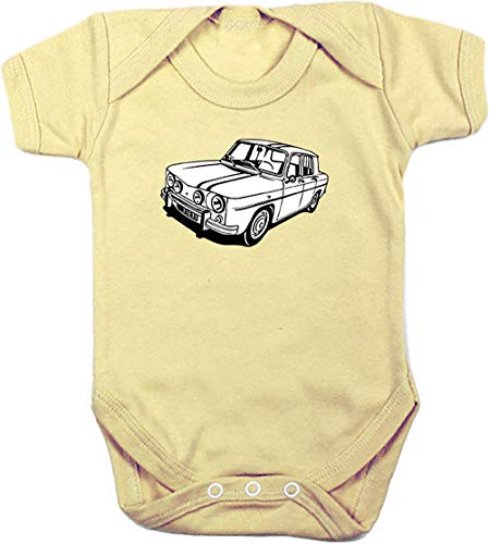 Camisetas EGB Body Bebé Renault 8 R-8 ochenteras 80´s Retro (Amarillo, 6 Meses)