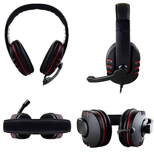 Cebbay Liquidación Auriculares New Gaming Headset Control de Voz HI-FI Calidad de Sonido PS4 Black Red (Negro)