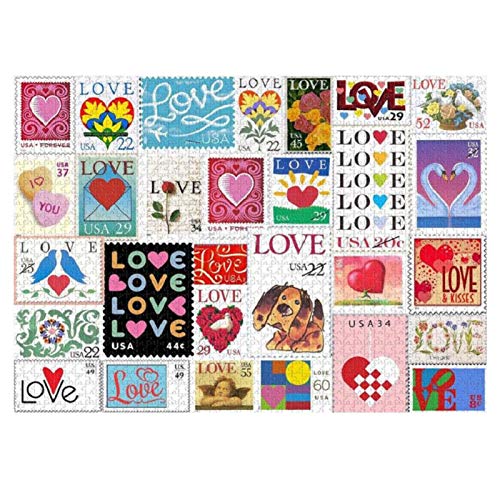 chifans Puzle de madera con sello del amor, puzzle, 200/500/1000 unidades, puzle grande para niños y adultos, sello de amor, rompecabezas, San Valentín, cultura del hogar