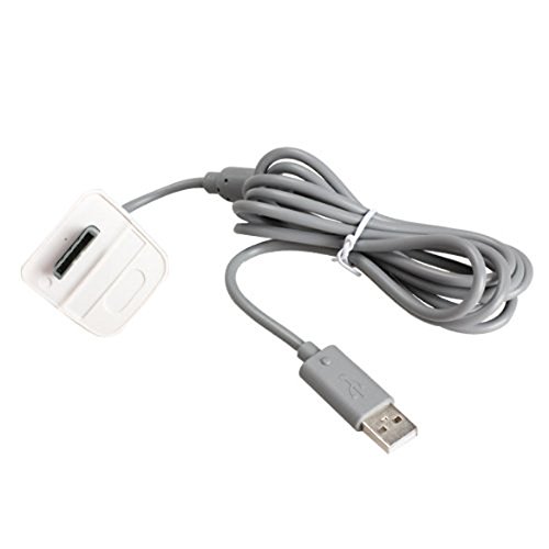 Cikuso USB Cable de energia de Cargador para Microsoft Xbox 360 Controlador inalambrico Gris