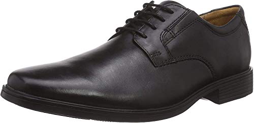 Clarks Tilden Plain, Zapatos Derby para Hombre, Negro (Black Leather), 44 EU