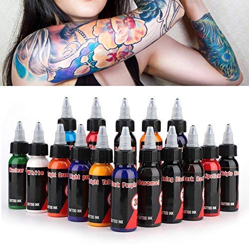 Conjunto de tintas de tatuaje para plantas naturales de 16 colores, tintas especiales para la tienda de tatuajes, tintas de maquillaje Pigmento semipernamento, fáciles de colorear