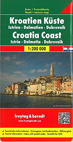 Costa Croata, Istria, Dalmacia, Dubrovnik mapa de carreteras. Escala 1:200.000. Freytag & Berndt.: Touristische Informationen. Ortsregister mit Postleitzahlen. GPS-tauglich: AK 7403 (Auto karte)