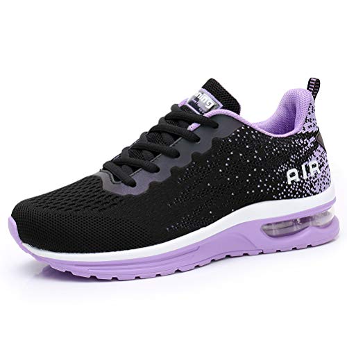 Dannto Zapatos Deporte Mujer Zapatillas Deportivas Correr Gimnasio Casual Zapatos para Caminar Mesh Running Transpirable Aumentar Más Altos Sneakers (Morado-C,38)