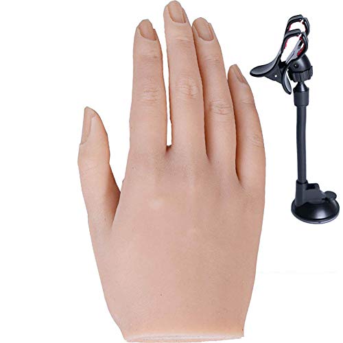 Datoong Mano de silicona ajustable de tamaño natural, Articulación de dedo Uñas flexibles Manicura Entrenamiento Falso modelo de dedo de mano para práctica de arte de uñas (mano derecha,1#)