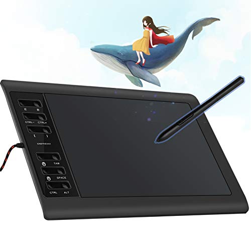 DIGITNOW! Digital Tabletas Gráficas, 10 x 6,25 Pulgadas Ultrafino Informática Dibujo Pen Display Tablet con Batería-libre de la Aguja y 12 Teclas de Acceso Directo (8192 Niveles de Presión Sensible)