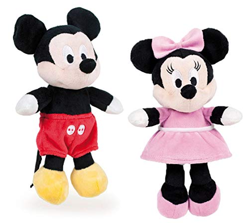 Disney Famosa Softies - 7'87"/20cm Peluche Mickey Minnie Donald Pluto - Calidad Super Soft (Set 2 Peluches Mickey + Minnie)