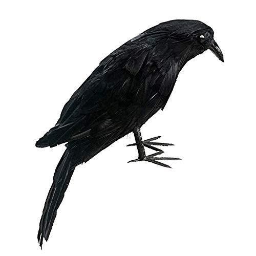 Donpow Accesorio de Cuervo Hecho a Mano Realista de Halloween, pájaros Negros Accesorios de Cuervos Decoración de Halloween Aves