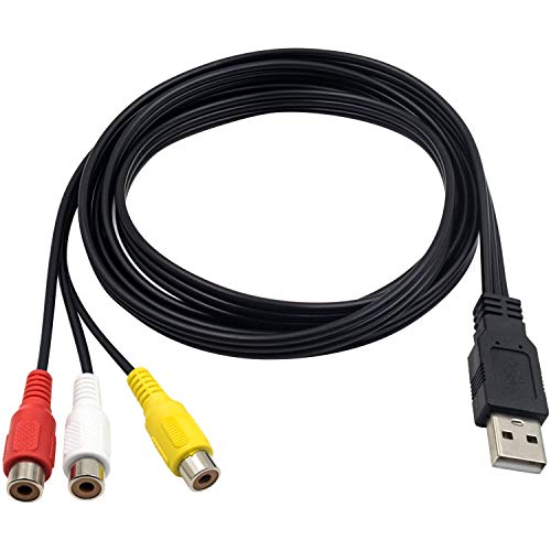Duttek Cable USB a RCA, USB 2.0 macho a 3 RCA hembra Jack Divisor de audio y vídeo AV Divisor de Compuesto Cable adaptador para TV, Mac, PC, HDD y DVR 1.5 m