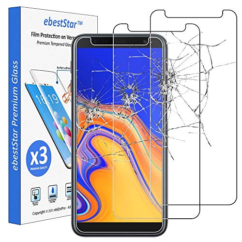 ebestStar - [Lote x3 Cristal Templado Compatible con Samsung J6 Plus Galaxy J610F (2018) Protector Pantalla, Película Vidrio Dureza 9H Sin-Burbujas [Aparato:161.4x76.9x7.9mm 6.0"]