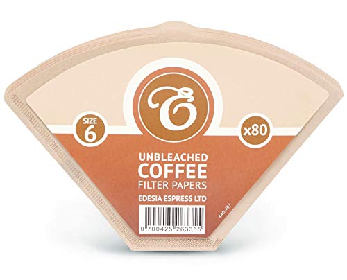 EDESIA ESPRESS - Pack de 80 filtros de papel para café - Tipo cono - sin blanquear - Tamaño 6