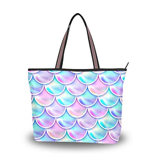 Emoya - Bolso de mano para mujer, diseño de balanza de sirena, color lila, color Multicolor, talla Medium