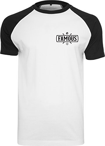 Famous Stars and Straps Camiseta para Hombre con Parche, Hombre, Camiseta, FA023, Blanco/Negro, Large