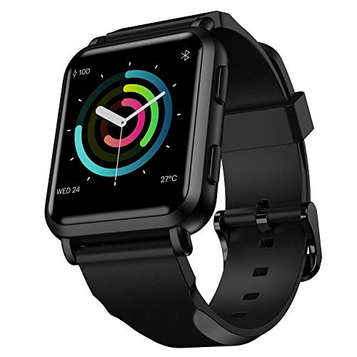 FINFIT GTM Smartwatch con GPS Integrado,Reloj Inteligente Monitor de frecuencia cardíaca 24/7 Health & Fitness Tracker,Pantalla táctil Completa Notificaciones FB/wahtsAPP, (Stealth Black)
