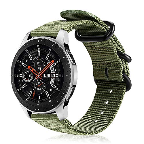 Fintie Correa Compatible con Samsung Galaxy Watch 3 (45mm)/Galaxy Watch 46mm/Gear S3 Classic/Gear S3 Frontier - Pulsera de Repuesto de Nylon Tejido Banda Ajustable, Verde Oliva