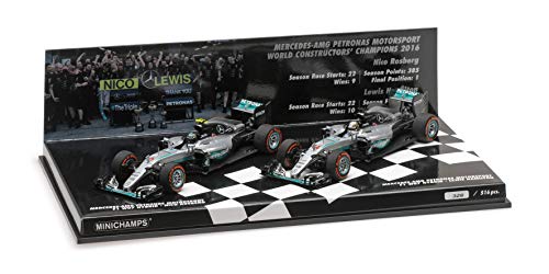 Formule 1 2 Car Set Mercedes AMG Petronas F1 Team W07 Hybrid Constructor World Champion 2016 - 1:43 - Minichamps