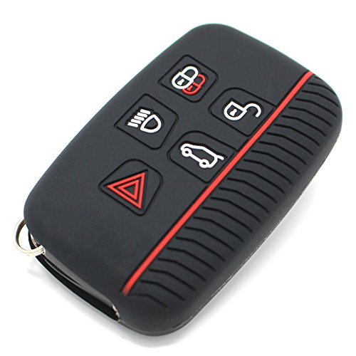 Funda de silicona para llave de coche de 5 botones, color negro y rojo