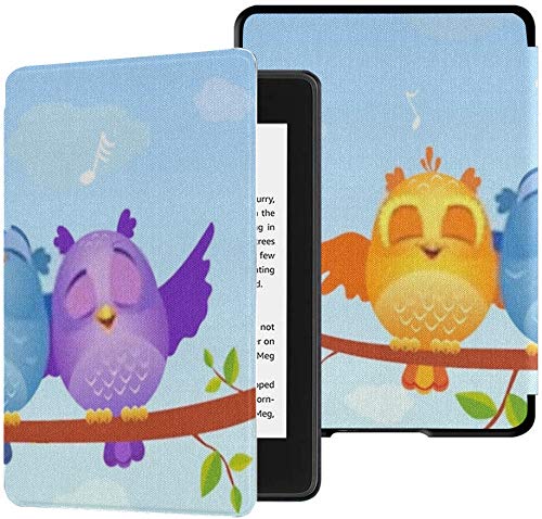 Funda de Tela Kindle Paperwhite Resistente al Agua (10a generación, versión 2018), Ilustración Personajes Divertidos Birds Sing Tablet Case