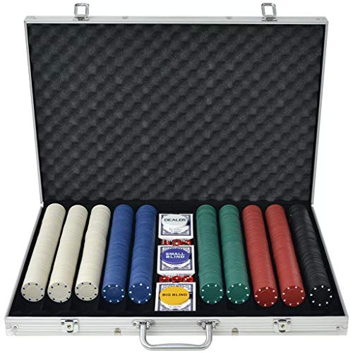 FZYHFA Juego de Poker con 1000 fichas de plástico y Aluminio 53 x 37 x 6,7 cm (L x l x h) con Peso del Token 4 G MULTICOULEUR