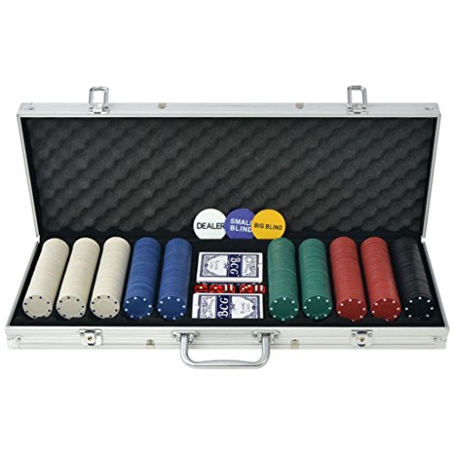 FZYHFA Juego de póquer con 500 fichas (plástico y Aluminio 55,5 x 20,5 x 6,7 cm (L x l x h) con Peso del Token 4 G