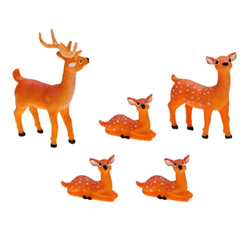 Garneck 5 figuras de ciervo para decoración de tartas, hada, jardín, ciervo, juguete, animales del bosque, llavero, decoración para bodas y cumpleaños