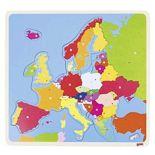 Goki- Puzzles de maderaPuzzles de maderaGOKIPuzzle Europa, Multicolor (1)