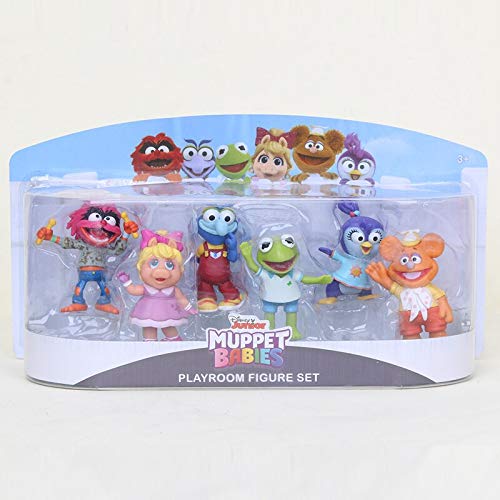 GYCOZ Juego de 6 figuras de acción de PVC de 6 cm para decoración del hogar, juguetes de anime Muppets Babies Coleccionables para juguetes de Navidad (color: en caja)