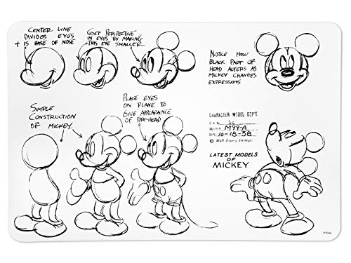 H & H Mickey Heritage Disney Set 12 manteles individuales, plástico, 45 x 30 cm, Color blanco/Negro